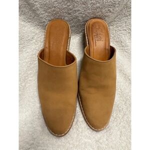 Zigi Artisan Romia Tan Leather Pointed Toe Block Heel Mules Womens Size 8M